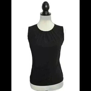 Sleek Black Sleeveless Blouse with Pleating Detail